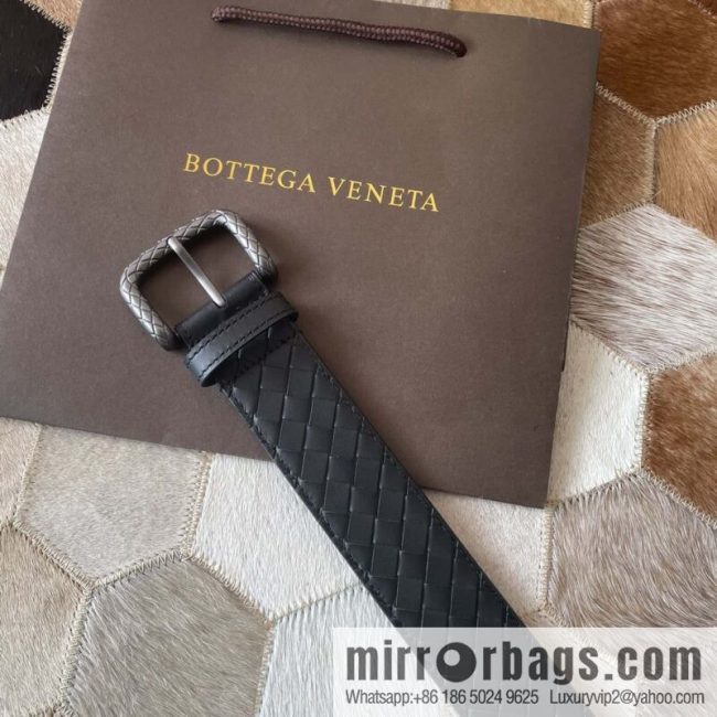 Bottega Veneta Butterfly Home, Men\'s Hand-woven Cowhide Pattern Engraved Pin Buckle Belt 3.5cm - Image 2
