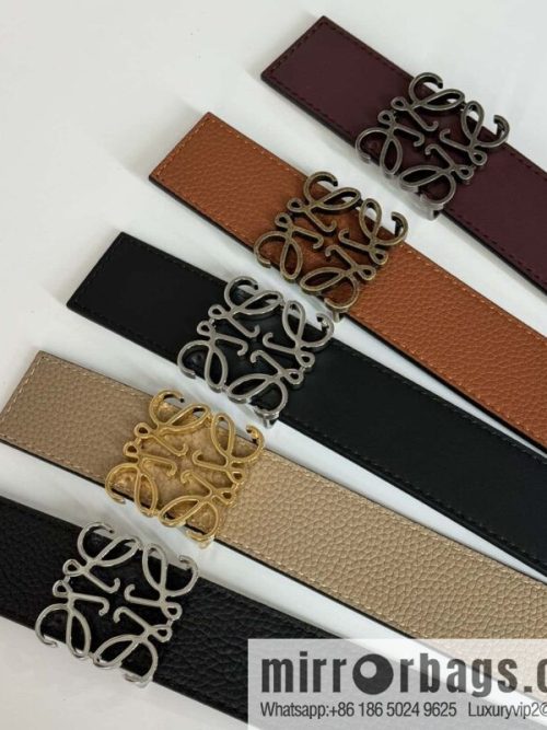 LOEWE Luo Yiwei, men\'s Spanish style logo metal buckle retro craftsmanship double-sided cowhide belt 3.5cm