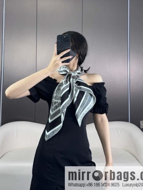 DIOR Paris map C D logo Jacquard strip pattern silk scarf