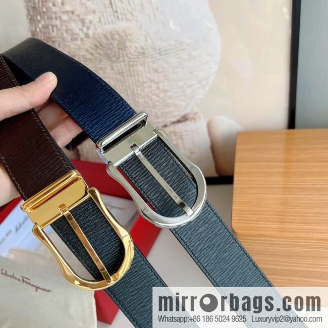 Ferragamo, double-sided first-layer cowhide belt 3.5CM