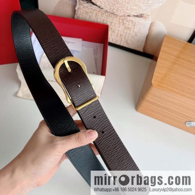 Ferragamo, double-sided first-layer cowhide belt 3.5CM - Image 3