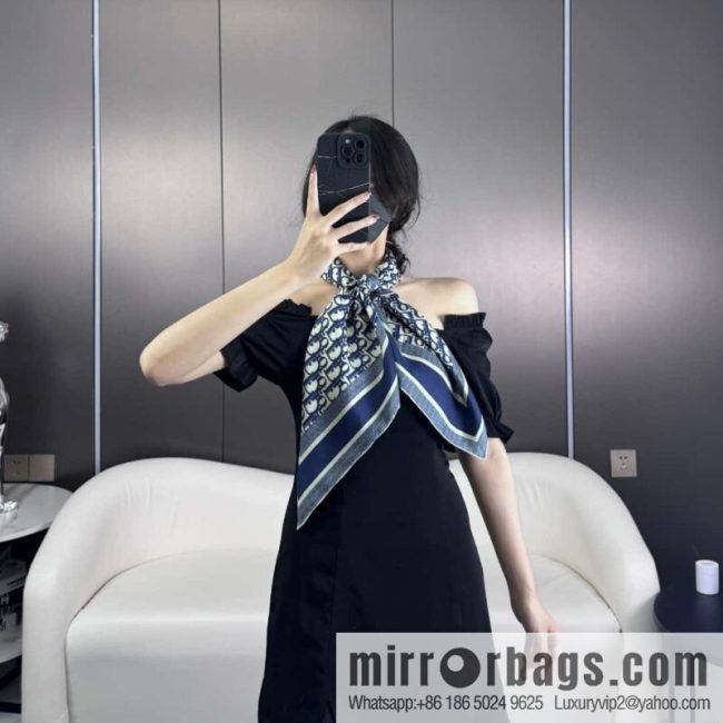 DIOR gold letters, silk scarves