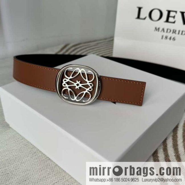 LOEWE Luo Yiwei\'s new belt smooth cow leather double-sided belt 2.8CM. - Image 5