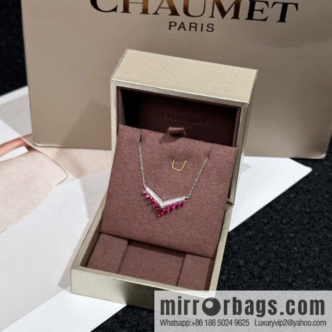 ❗️New ❗️ ☀️ CHAUMET JOS ÉPHINE AIGRETTE Queen Josephine series egret red diamond V-shaped necklace