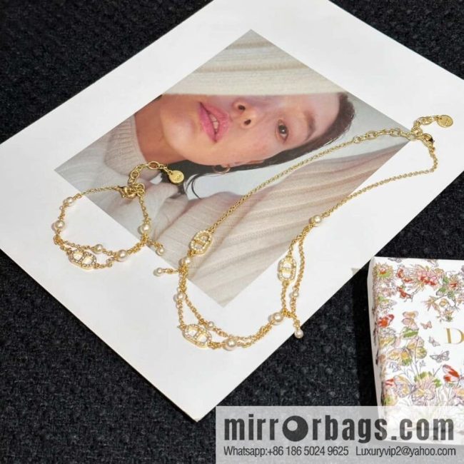 New ☑️ DIOR Dior Pearl CD Bracelet Necklace