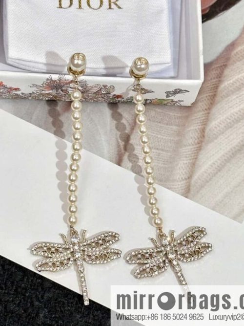 New ☑️ DIOR pearl dragonfly stud earrings