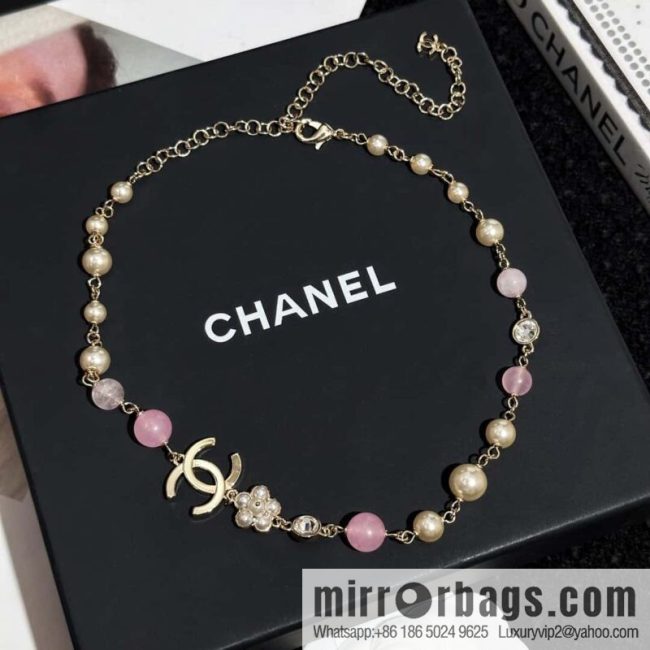 ❗️New ❗️ Chanel necklace ☀️ new ☑️ Chanel pink pearl double c necklace ☀️