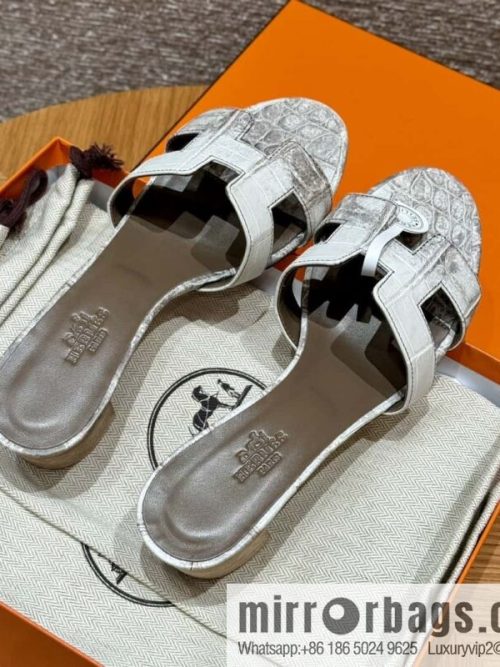 Hermès 185 Oasis High Heel Sandals, Crocodile/alligator 🐊 Himalaya/01/Himalaya