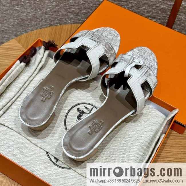 Hermès 185 Oasis High Heel Sandals, Crocodile/alligator 🐊 Himalaya/01/Himalaya