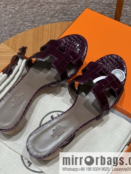 Hermès 185 Oasis High Heel Sandals alligator/Crocodile 🐊 N5/Cassis/Gallon Purple