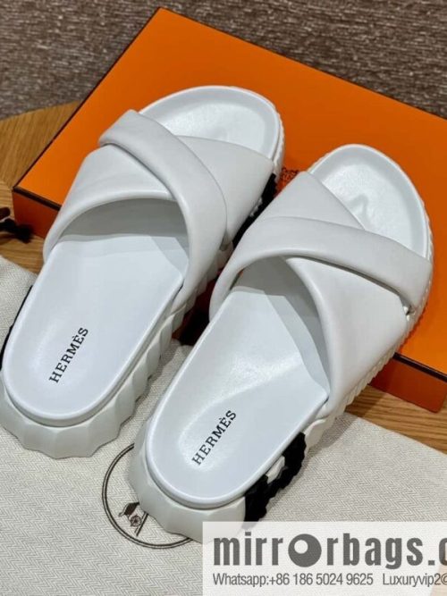 Hermès 086/Infra/Sports slippers, lambskin/pure white/01/Blanc