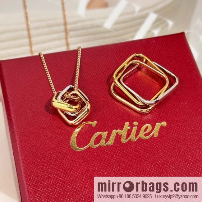 ❗New ❗ new version ☀ original single high version ☀ Cartier Cartier TRINITY pillow-shaped three-color ring necklace, ring ☀