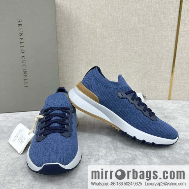 💋💍BC New Brunello Cucinell * Twill Knitted Low Top Sneakers