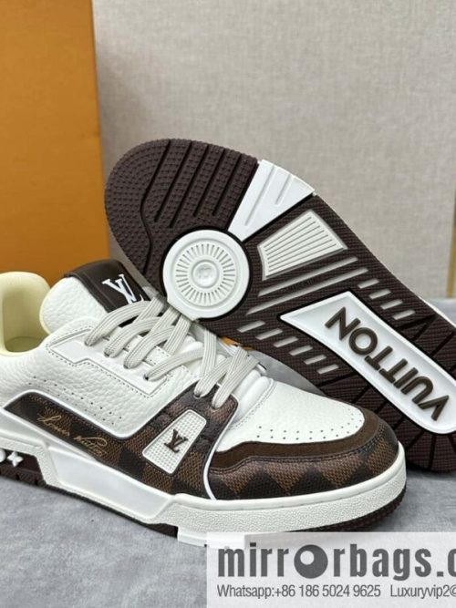 💋💍L new TRAINER checkerboard sports shoes series 1ACV5R LV TRAINER sports shoes