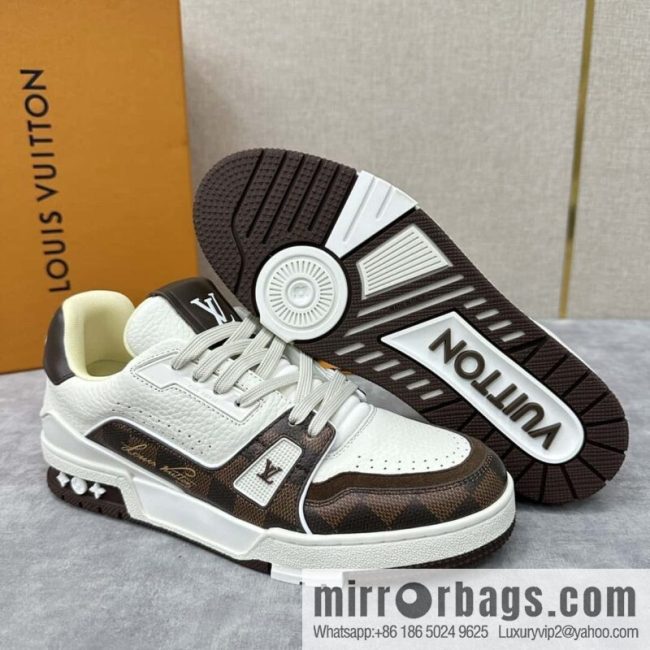 💋💍L new TRAINER checkerboard sports shoes series 1ACV5R LV TRAINER sports shoes