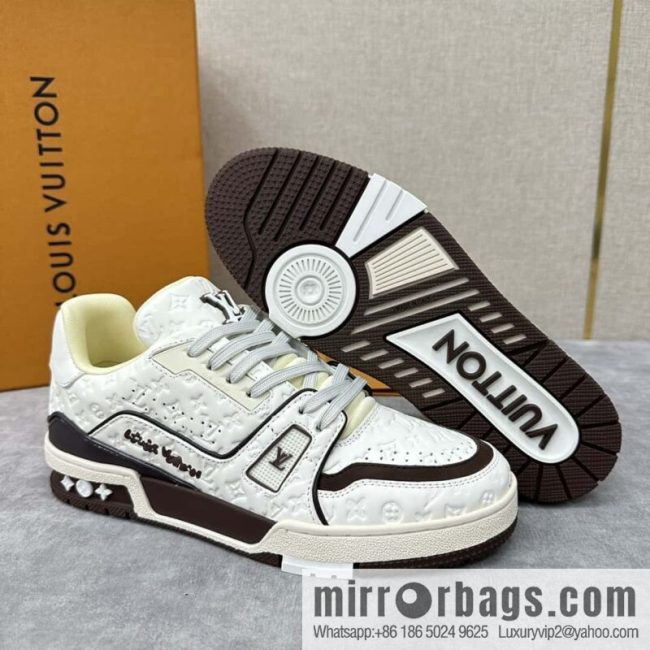 💋💍L new TRAINER checkerboard sports shoes series 1ACR5K LV TRAINER sports shoes