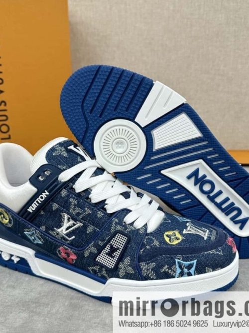 💋💍L\'s new product L * V Louis~ The new TRAINER series sneakers are made of Monogram denim (denim).