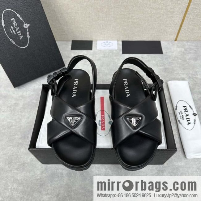 💋💍P new Prada * Prada, new men\'s soft sheepskin sandals slippers