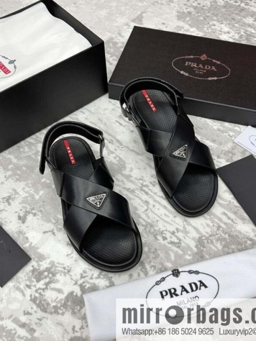 💋💍P home new product PRAD */Prada, new men\'s cross Velcro sandals