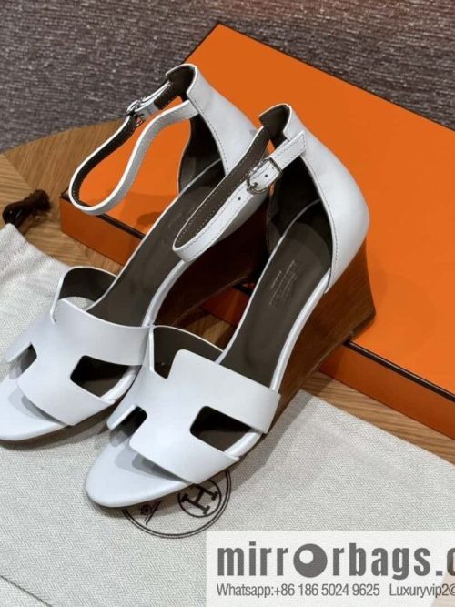 HERMES 021 Legend high heel sandals, calfskin/calfskin white/01/Blanc