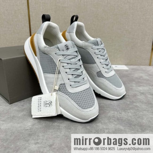 💋💍BC New Brunello Cucinell * Anti-Leather Splicing Low-Top Sneakers