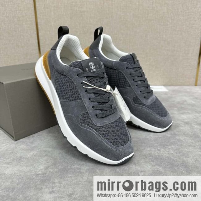 💋💍BC New Brunello Cucinell * Anti-Leather Splicing Low-Top Sneakers