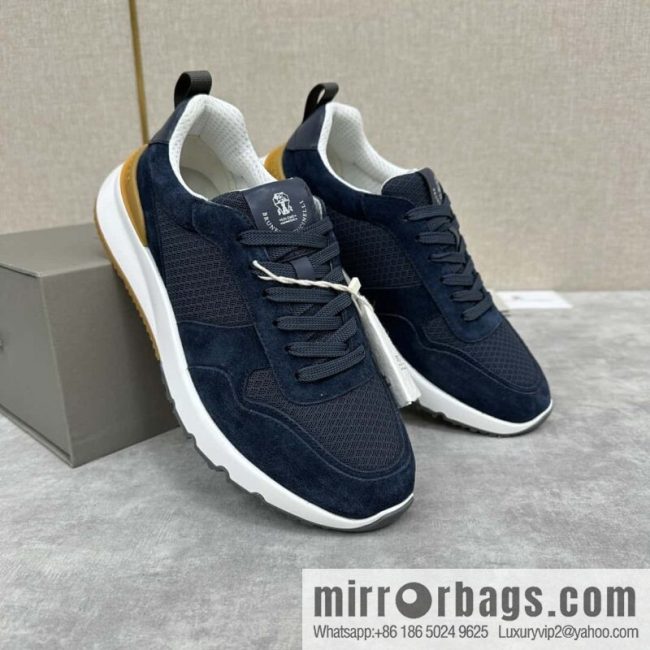 💋💍BC New Brunello Cucinell * Anti-Leather Splicing Low-Top Sneakers