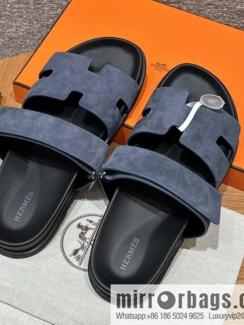 HERMES 225 CHYPRE SANDAL uncle shoes, suede/Chamois leather sky blue/Bleu celeste