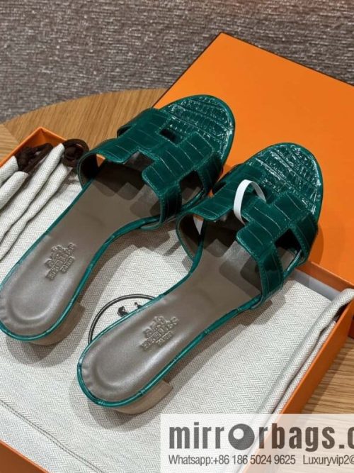 HERMES 185 Oasis high heel sandals alligator/crocodile 🐊 emerald green/6Q/Vert Emeraude