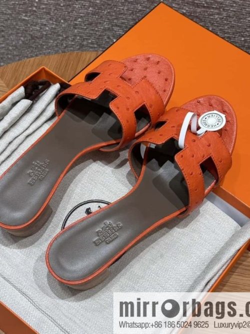 HERMES 185 Oasis High Heel Sandals, Ostrich 🐦/Ostrich Orange/93/Orange