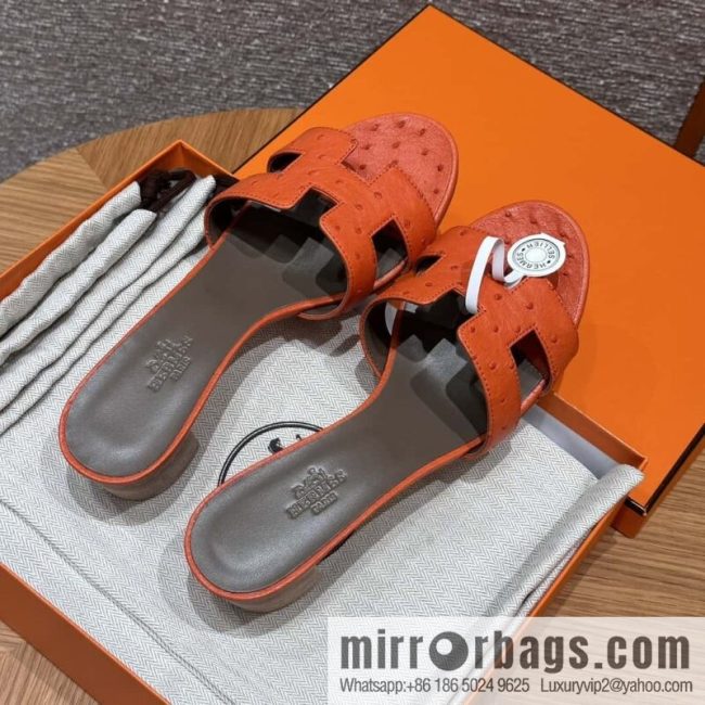 HERMES 185 Oasis High Heel Sandals, Ostrich 🐦/Ostrich Orange/93/Orange