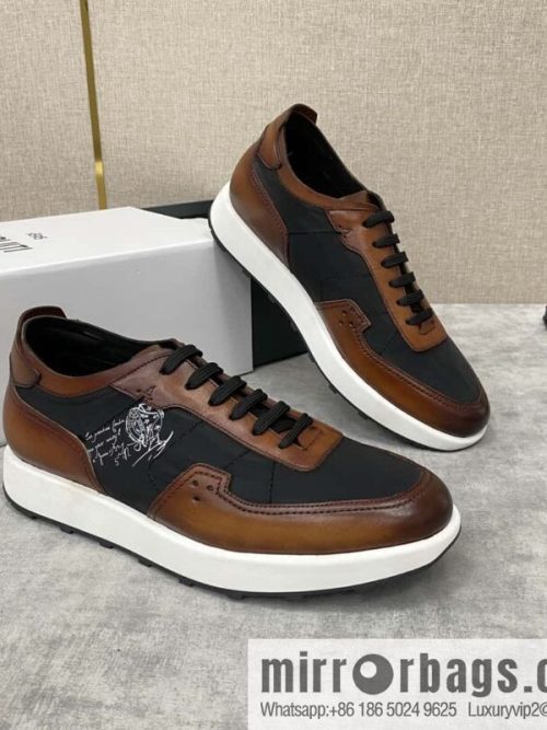 Berlut Spring/Summer New Light Track Leather & Nylon Sneakers