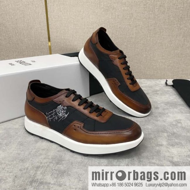 Berlut Spring/Summer New Light Track Leather & Nylon Sneakers