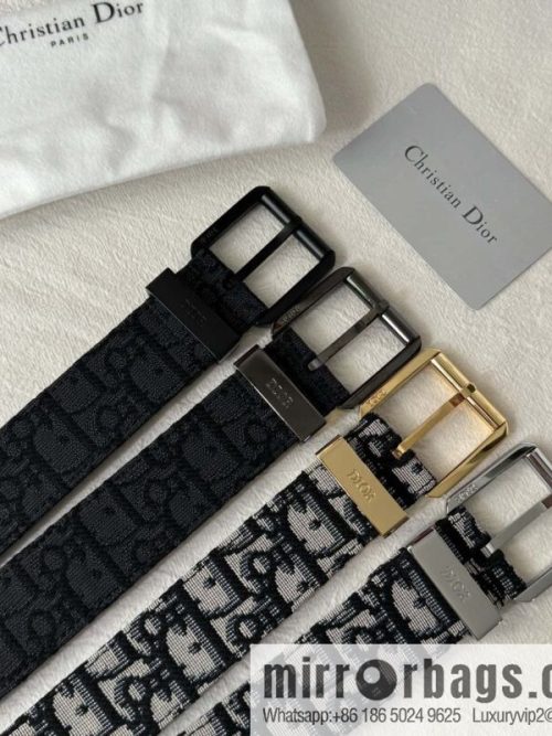 DIOR OBLIQUE print with black cowhide lychee bottom belt 3.5CM