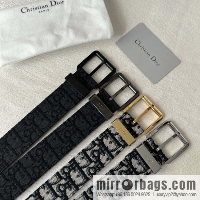 DIOR OBLIQUE print with black cowhide lychee bottom belt 3.5CM