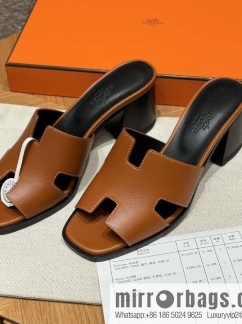HERMES 308 Helia 60 Sandals, Calfskin/Natural/Naturel