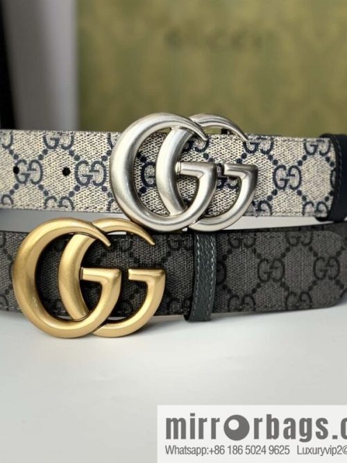 GUCCI double G retro rotary buckle with double-sided belt 3.7cm