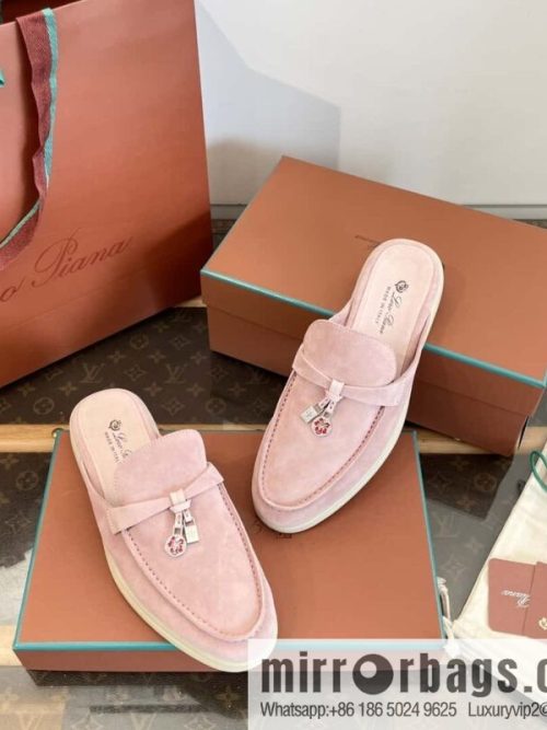 𝐋𝐨𝐫𝐨 𝐏𝐢𝐚𝐧𝐚||𝟐𝟎𝟐𝟒 Nuo Yupia 𝐬𝐮𝐦𝐦𝐞𝐫 𝐰𝐚𝐥𝐤 Holiday Series Light Peony Powder One Pedal Muller Half-tray Shoes