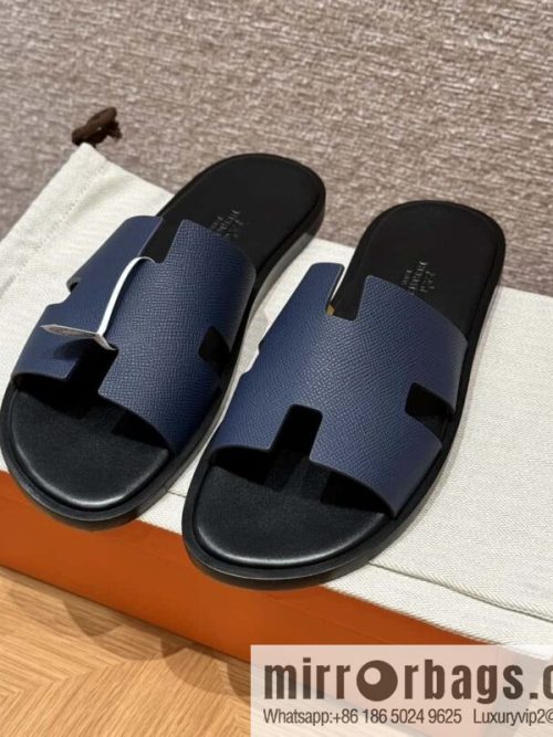HERMES 182 -Lzmir Men\'s slippers Men\'s slippers, cowhide/Epsom Navy/7U/Blue Navy
