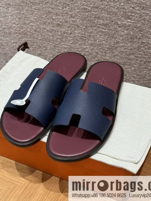 HERMES 182 -Lzmir Men\'s slippers Men\'s slippers, cowhide/Epsom Navy/7U/Blue Navy