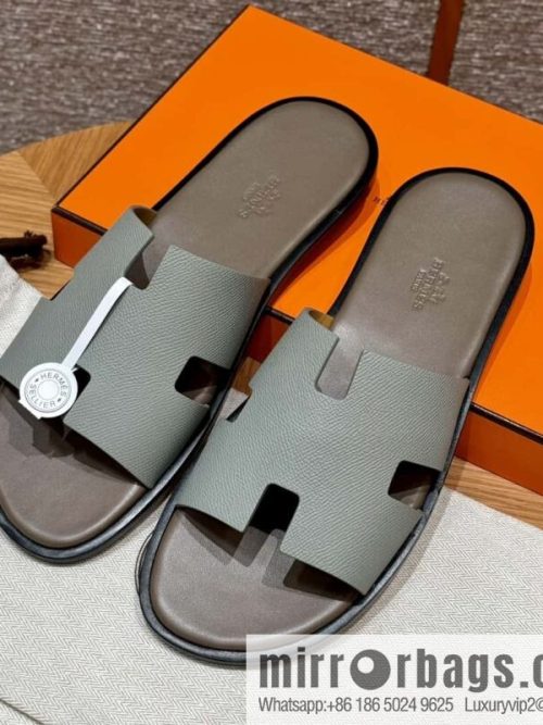 HERMES 182 -Lzmir Men\'s slippers Men\'s slippers, cowhide/Epsom Glacier Blue/8U/Blueglacier/with bulk foot pads