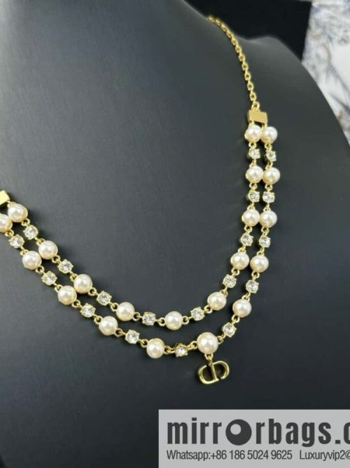 New ☑️ DIOR CD Double Pearl Necklace