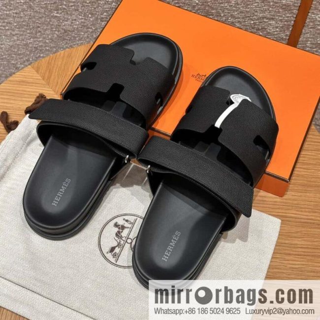 HERMES 180 CHYPRE SANDAL uncle shoes, palm print/Epsom black/89/Black