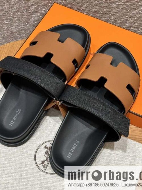 HERMES 180 CHYPRE SANDAL uncle shoes, lambskin/Natural lambskin lininh/palm print/Epsom natural color/Naturel/black/89/Black
