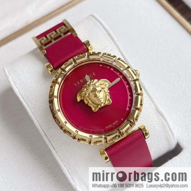 Versace Black Gold Quartz Ladies Watch 34mm PALAZZO Classic Series