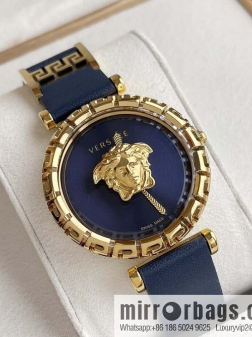 Versace Black Gold Quartz Ladies Watch 34mm PALAZZO Classic Series