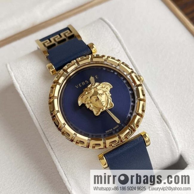 Versace Black Gold Quartz Ladies Watch 34mm PALAZZO Classic Series