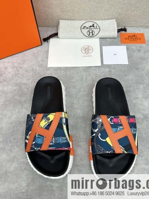 💋💍 H new cross slippers Hermès * Hermès-Shi, the latest classic men\'s Electric slippers