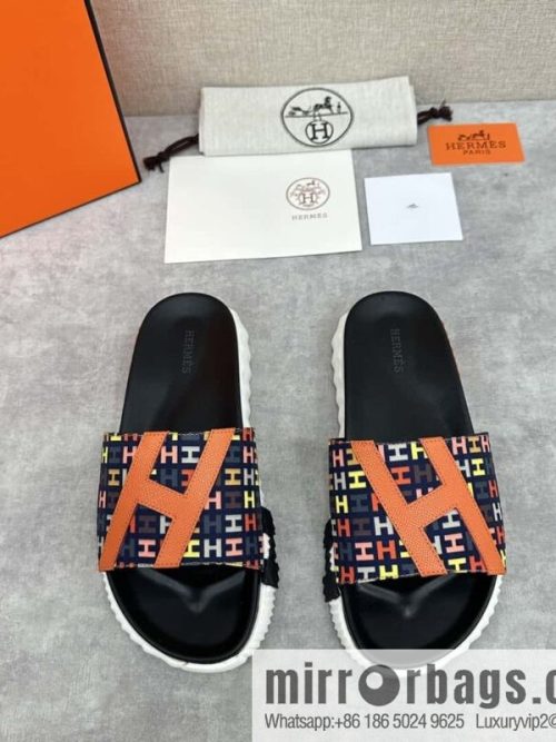 💋💍 H new cross slippers Hermès * Hermès-Shi, the latest classic men\'s Electric slippers