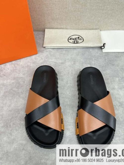 💋💍 H new cross slippers Hermès * Hermès-Shi, the latest classic men\'s Electric slippers